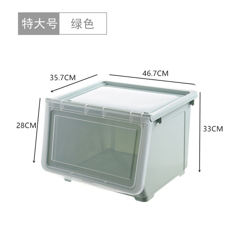 前开式塑料透明收纳箱家用储物箱侧开儿童零食玩具收纳盒整理箱 三维工匠高清大图
