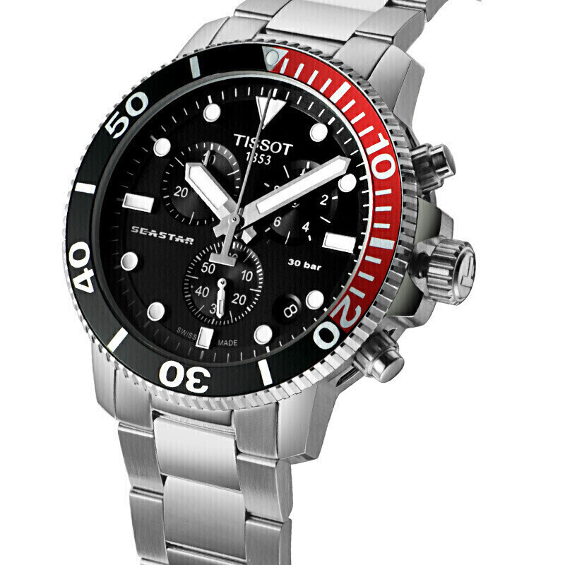 天梭tissot瑞士手表海星系列腕表钢带石英男表t1204171105101