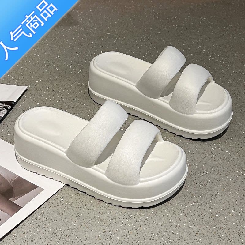 SUNTEK拖鞋女2023新款ins仙女风厚底松糕凉拖鞋网红时尚百搭踩屎感凉拖图片