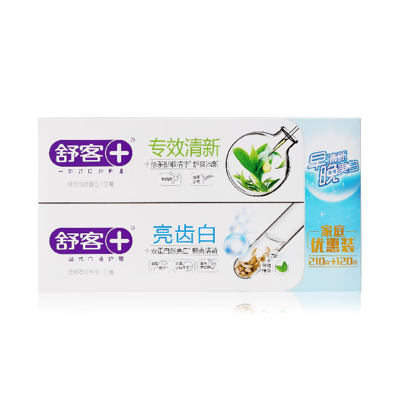 舒客亮齿白家庭优惠装 210g+120g