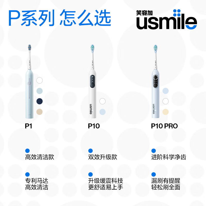 usmile P10 声波电动牙刷 缓震清洁刷头*2 昆仑白高清大图