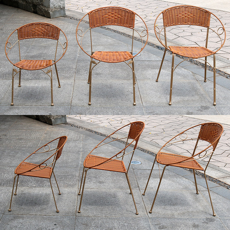 寻木匠小藤椅靠背椅家用阳台户外室内休闲单人实心钢筋椅子仿藤编织腾