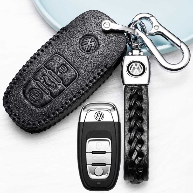 【补贴10%】适用于2019款大众辉昂钥匙套上汽大众辉昂真皮专用高档钥匙包扣套汽车钥匙包 S款黑色+绳扣（辉昂专用）