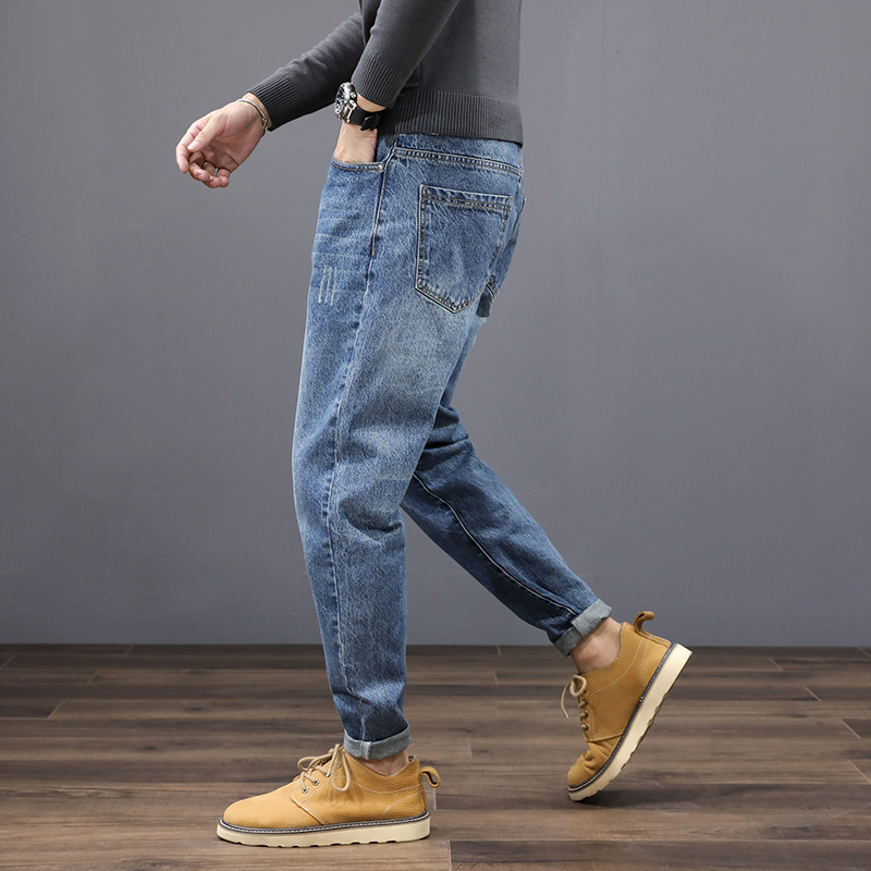newlake秋季牛仔裤男潮牌宽松直筒浅色长裤水洗潮流百搭小脚休闲哈伦