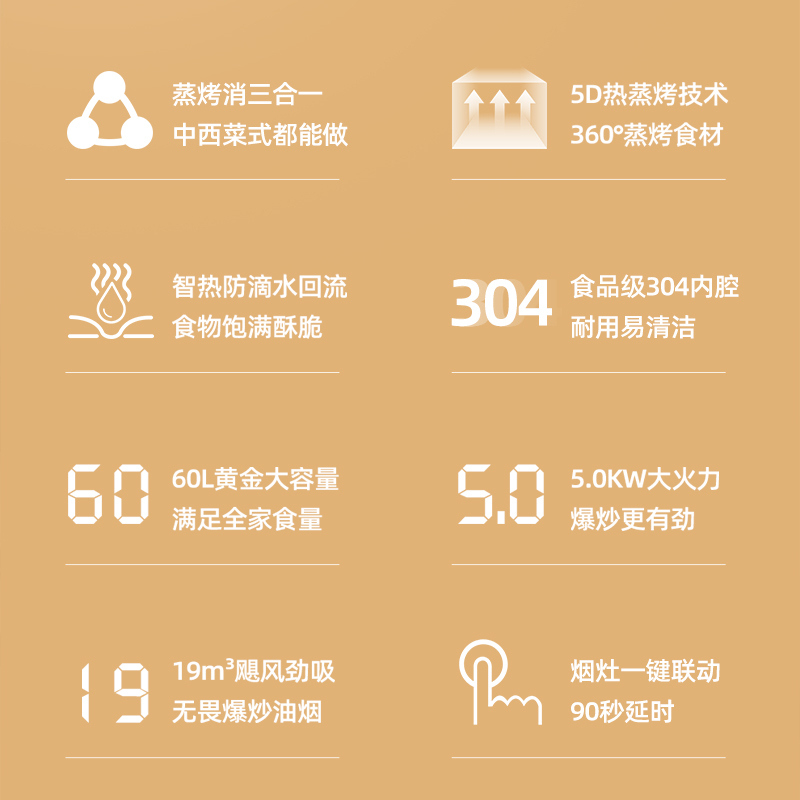 创维(Skyworth)集成灶一体灶家用蒸烤箱一体下排式侧吸油烟机消毒柜环保灶JJZT-J06Z旗舰款