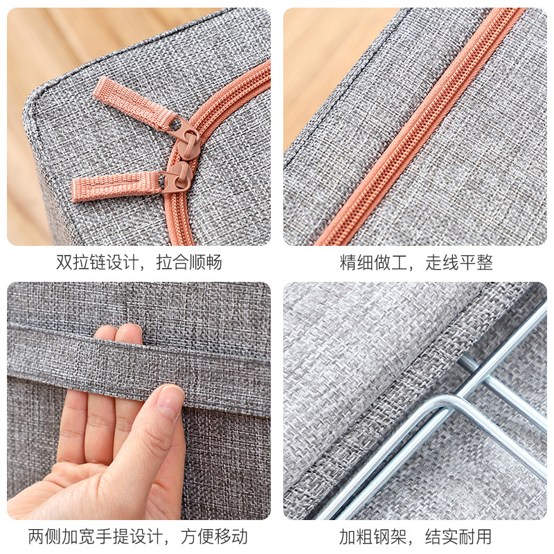 装衣服收纳箱布艺大号衣柜 1个装-米色[新款大视窗]收纳箱 100L(60*42*40cm)/加粗6钢架/双视窗/拿取方