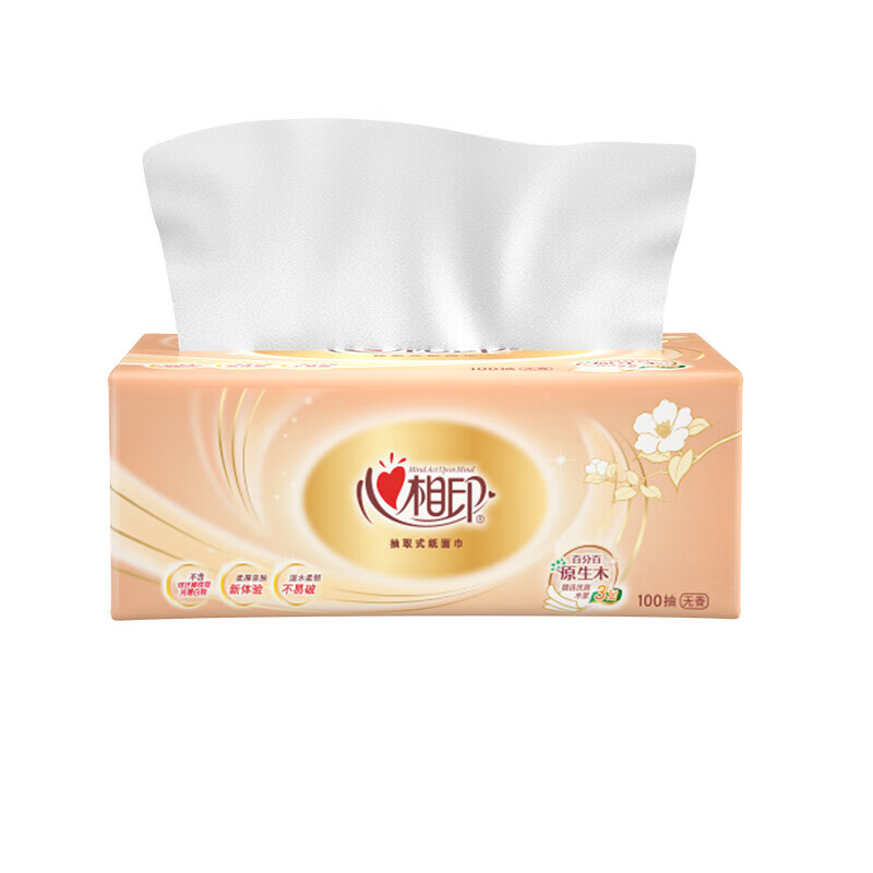 心相印 抽纸 金装金典100抽三层塑装纸面巾抽纸3包/提 (3提装)DT58100