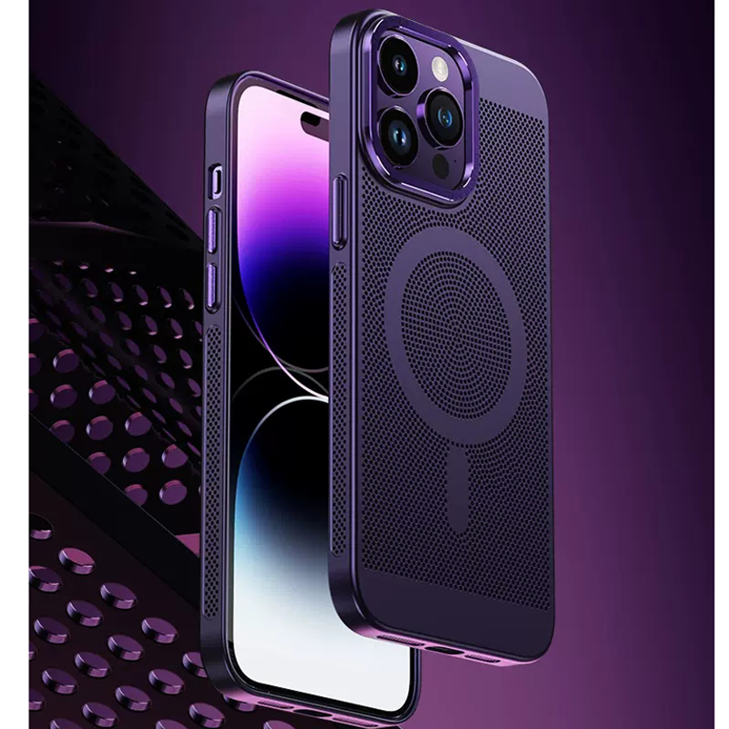 安美宝 苹果15/14promax手机壳新款散热磁吸iPhone13超薄透气磨砂镂空12夏季14Plus男女pro保护高清大图