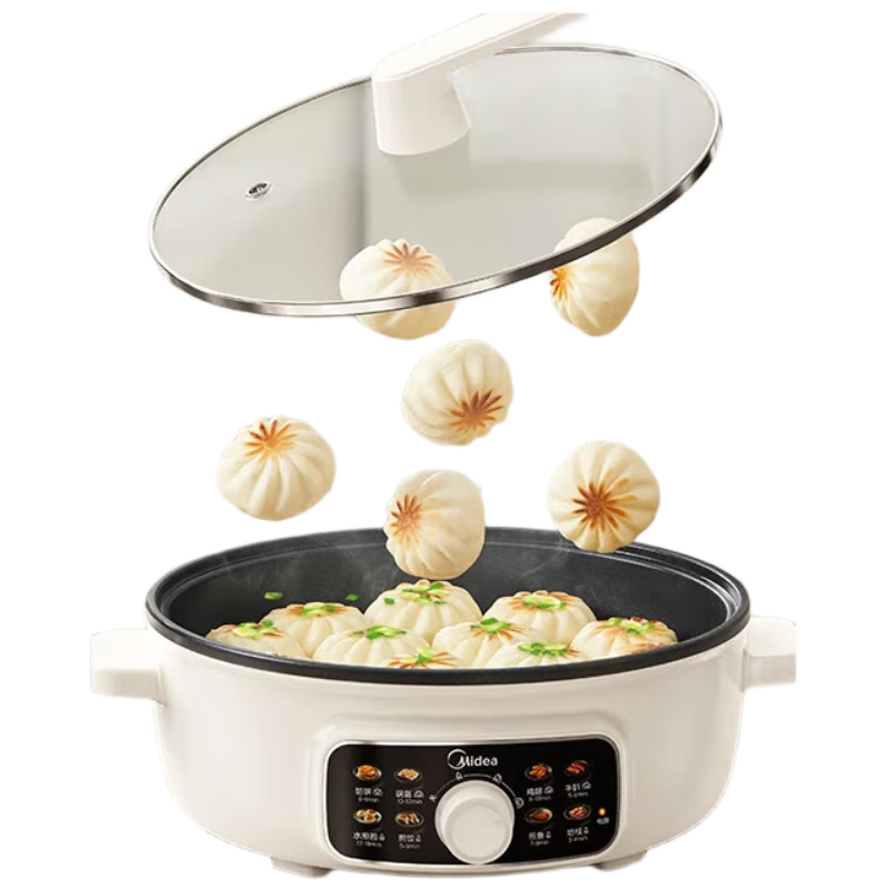 美的(Midea)家用电饼铛烙饼锅三明治机早餐煎烤机电火锅65mm加深多功能锅抗菌电煎锅 MC-JKE3062高清大图