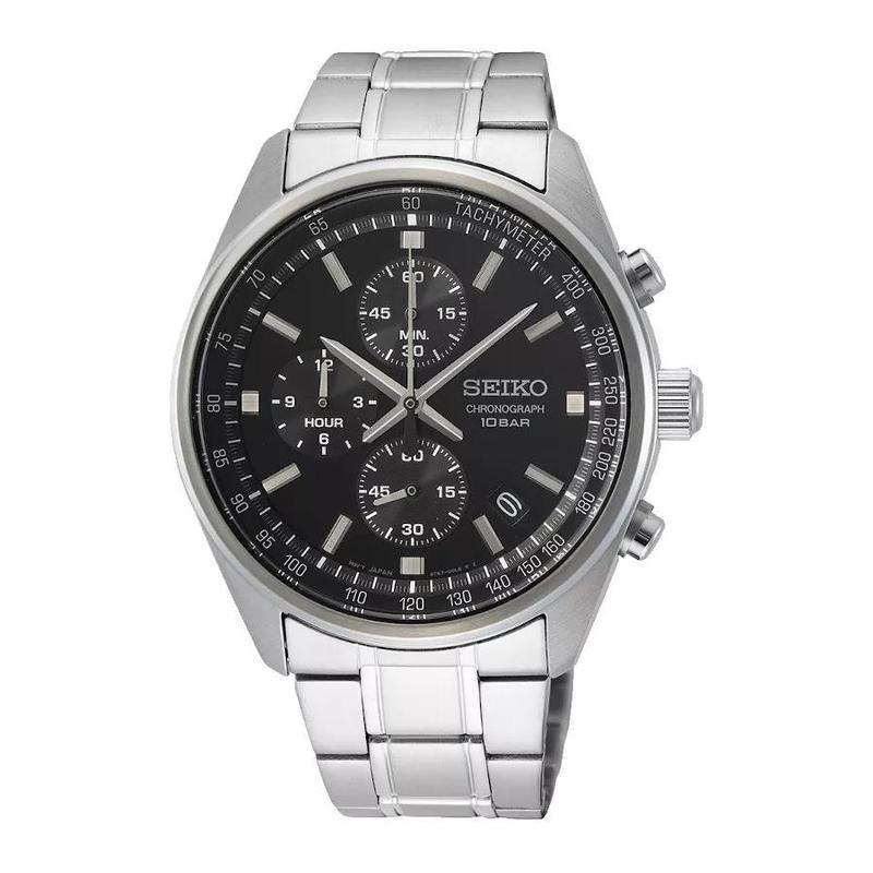 SEIKO 石英计时银盘男款商务运动防水日韩潮流手表