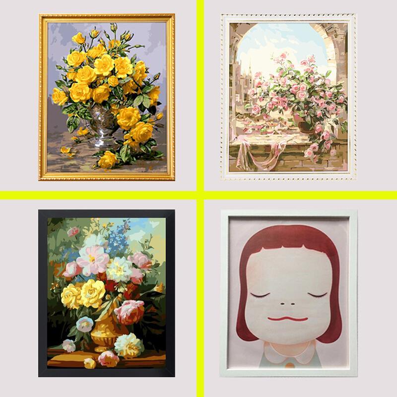 diy数字油画客厅花风景动漫人物填充手绘填色手工油彩装饰画乳白色G006水墨舞蹈60*75送外框[颜色备注]画板+颜料+