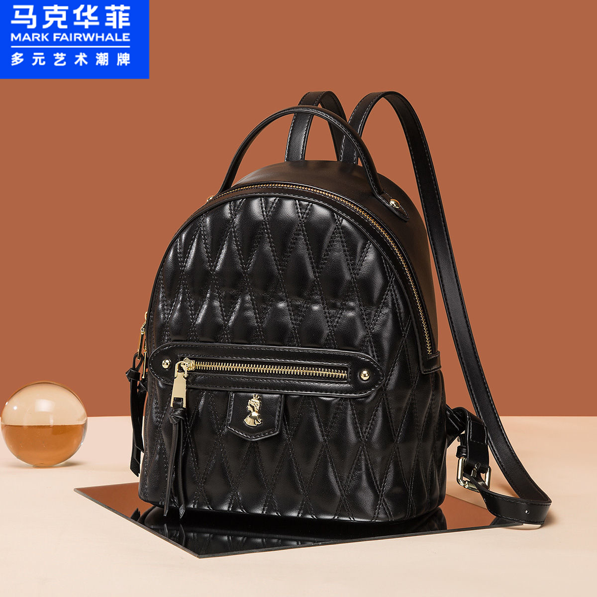 马克华菲2022新款大容量女包小香风背包双肩包大包包女学生书包参数