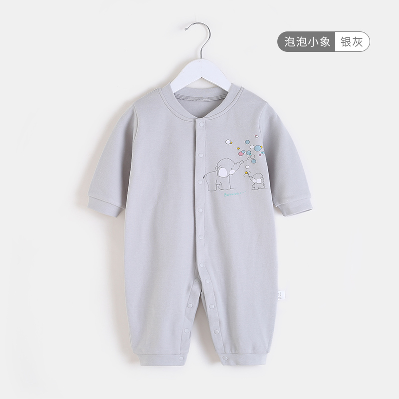 儿童连体睡衣春秋新款连体长袖纯棉男童宝宝婴儿家居服爬服