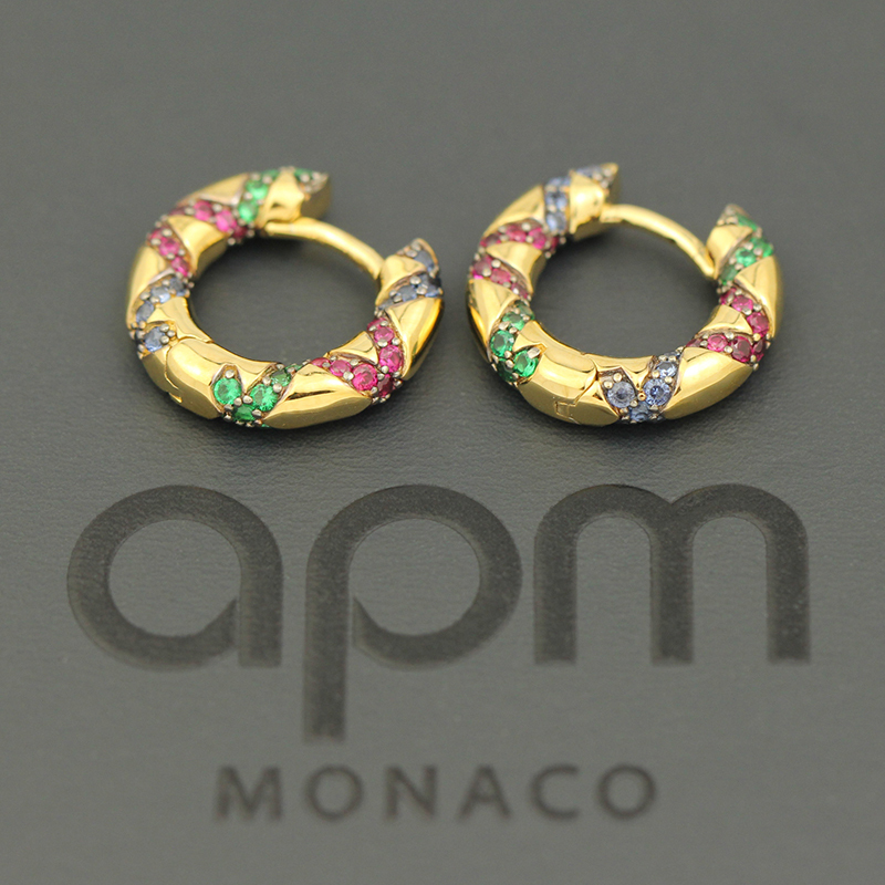 apm MONACO 多彩几何小耳环时尚设计感适合冬天的银耳饰潮 多彩