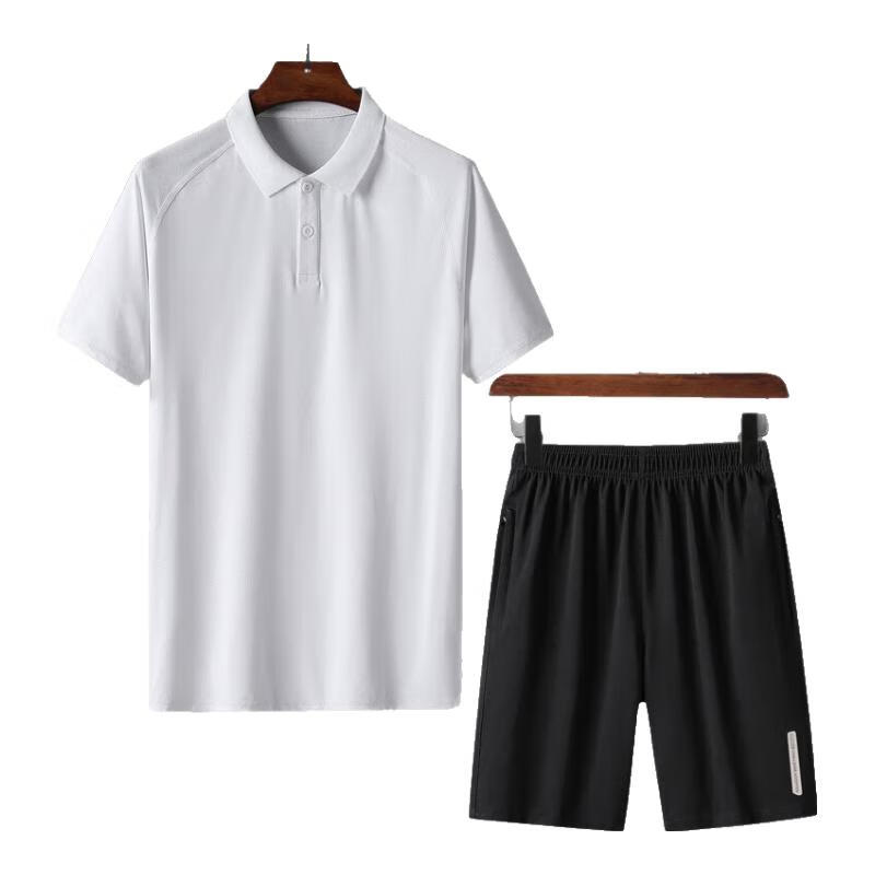 统狮男装运动套装 R7 套 白色短袖+短裤套装 L