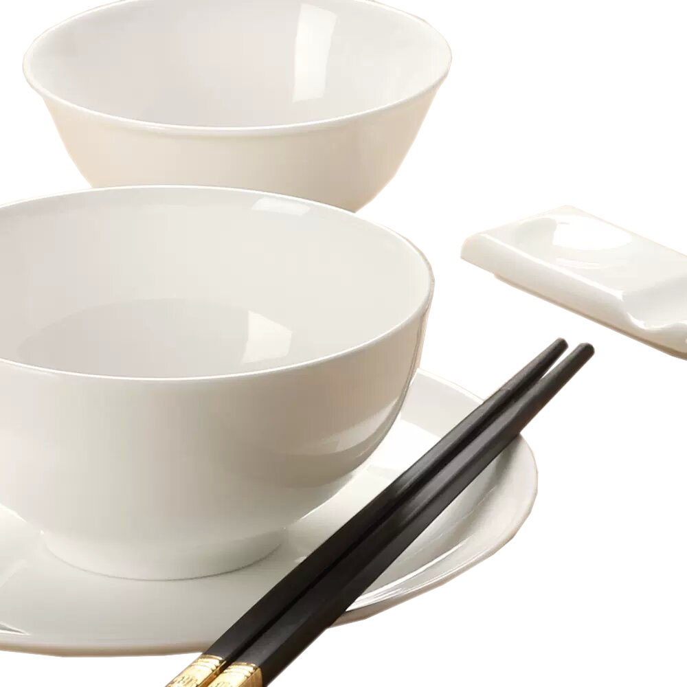 橙亿鸿 纯白骨瓷碗摆台餐具 六件套 件高清大图