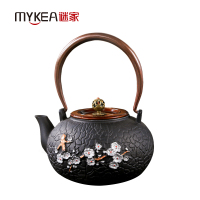 谜家 傲梅纯手工茶具铁茶壶铸铁壶泡茶壶生铁煮茶壶烧水壶大容量煮茶器 黑色
