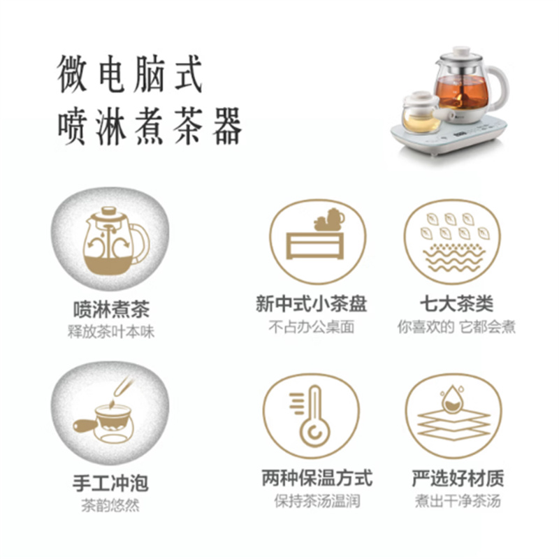 小熊 304不锈钢煮茶器 0.8L ZCQ-A08E1(单位:个)设计高清大图