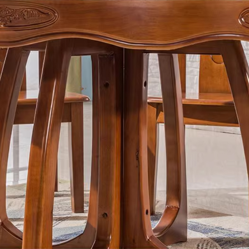 中豫鑫泽 ZYXZ3110405 实木餐桌圆盘餐桌椅组合1.2米圆桌4把餐椅高清大图