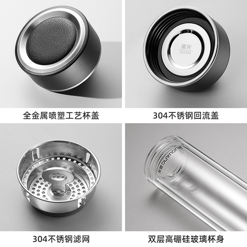 富光(FGA) 正泰双层玻璃杯 大容量商务茶水分离泡茶杯双层耐热 G2061-SH-400 jh高清大图