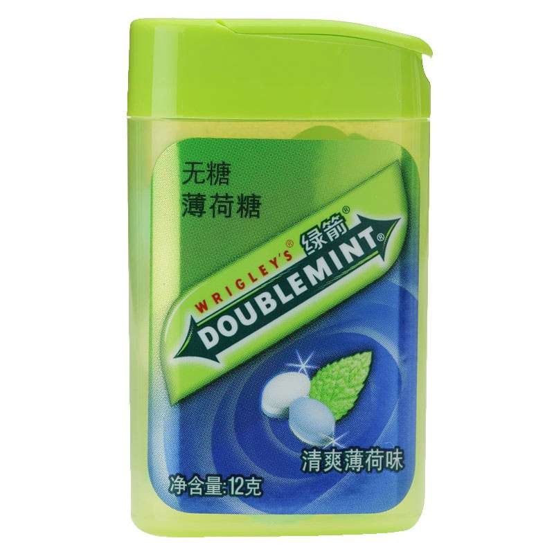 绿箭无糖薄荷糖清爽薄荷味塑料瓶装20粒装12g