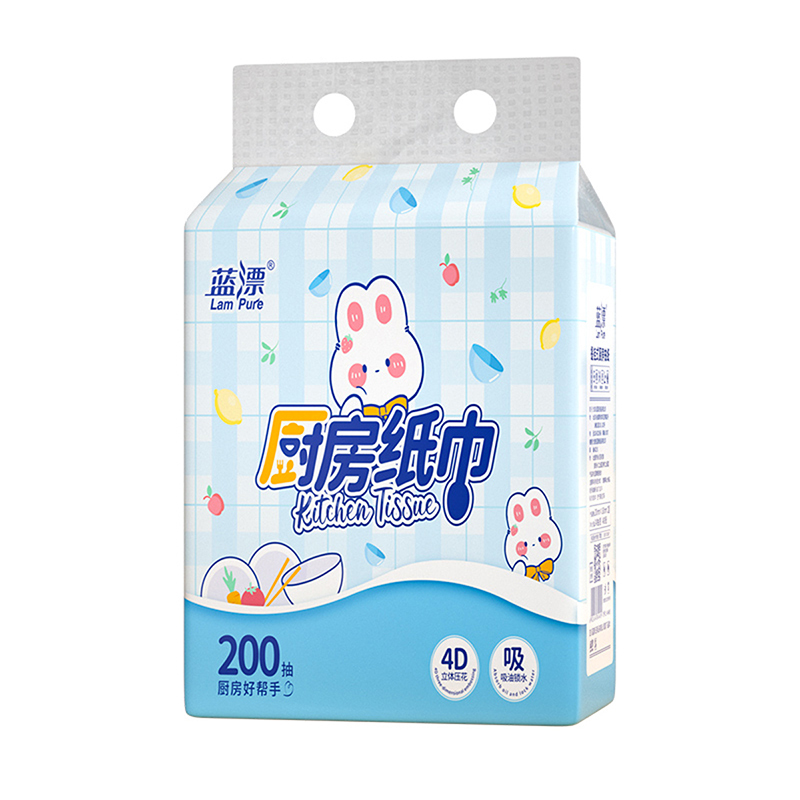 蓝漂(Lampure) 白色厨房挂式抽纸200抽*2层*2提 LP-49495(单位:提)