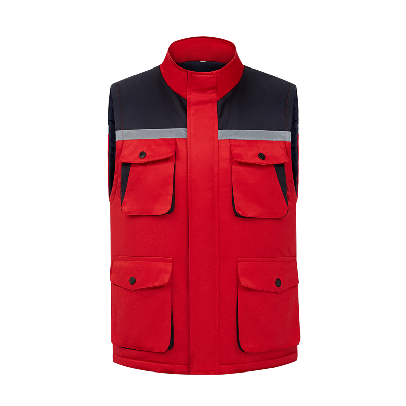TMG9902 精品纱卡拼色棉马甲 劳保服高清大图