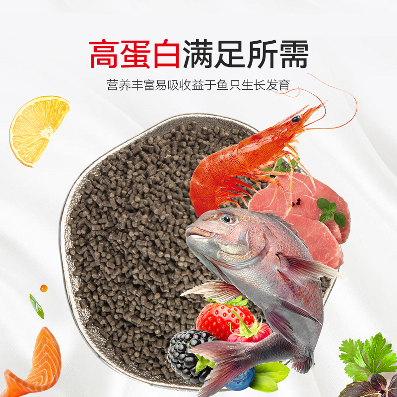 兰寿金鱼专用饲料下沉高蛋白发头泰狮沉底鱼饲料小颗粒鱼食不浑水高清大图