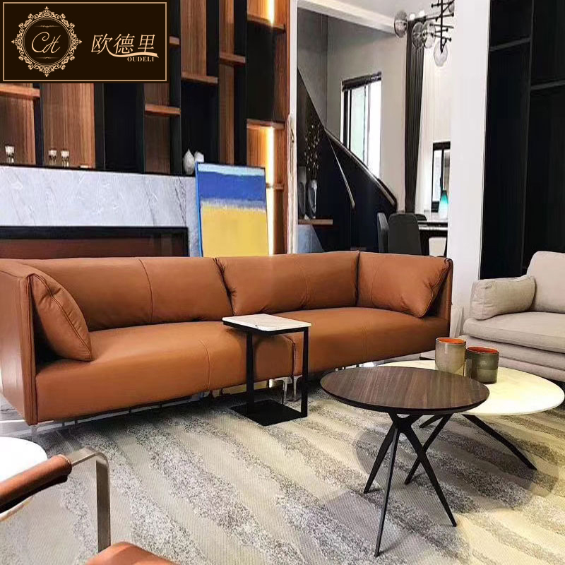 沙发皮质 真皮北欧ins纳帕软皮四人位一字直排小户型皮沙发三人位