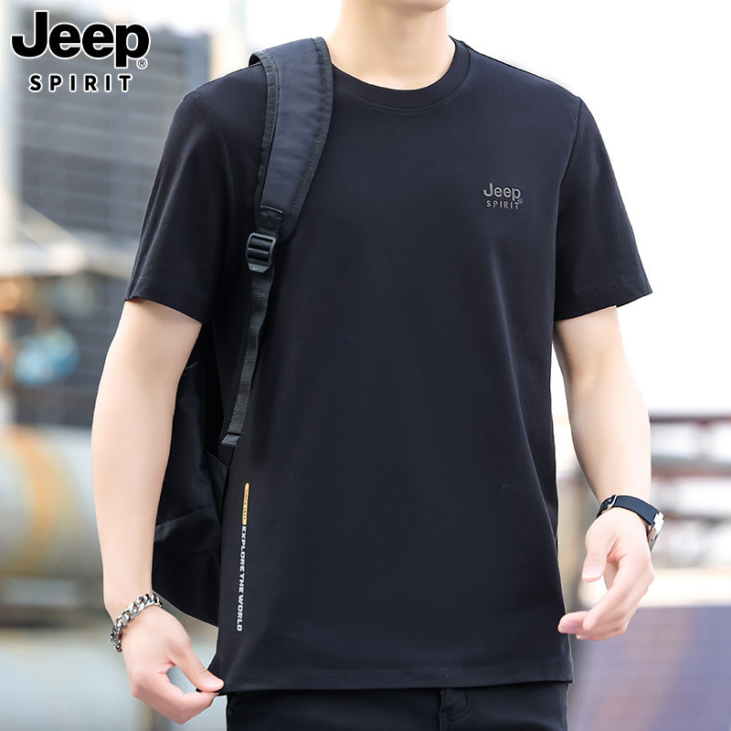 JEEP SPIRIT吉普男士T恤刺绣圆领短袖宽松潮流印花上衣高清大图
