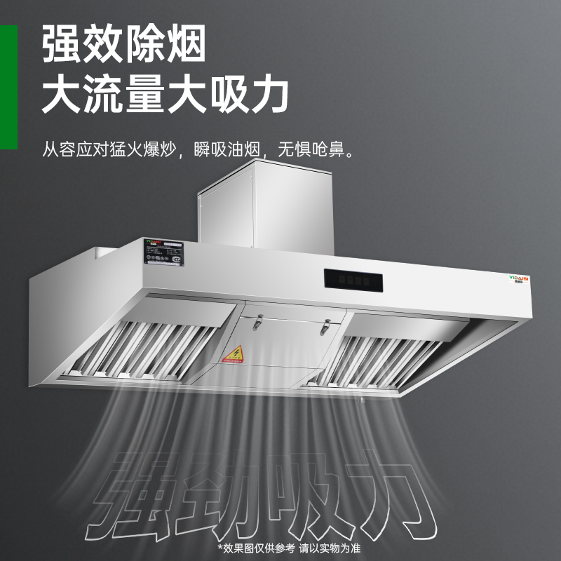 意黛斯 商用抽油烟机烟罩外置风机 食堂饭店酒店厨房 油烟排烟净化机大吸力不锈钢吸油烟机YDS-LF-FJYZG20高清大图