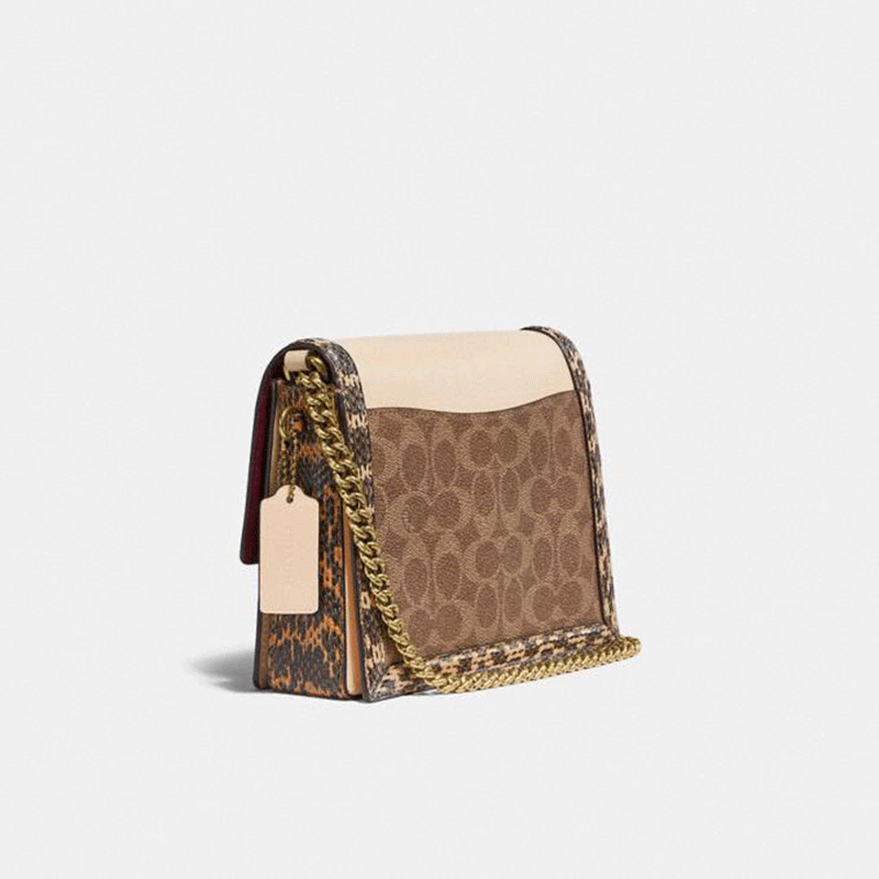 coach蔻驰女包hutton哈顿小方包斜挎包链条包奢侈品包包拼色单肩包c