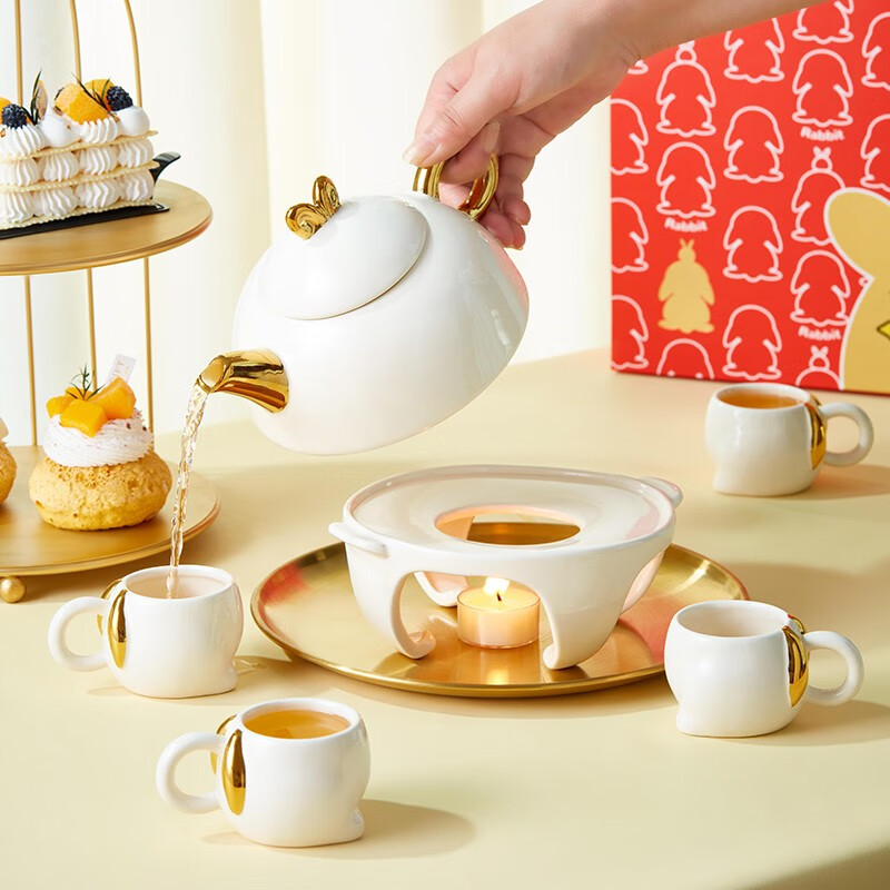 共禾京品 ZFWACOM230020 奶油兔一壶四杯茶具套装