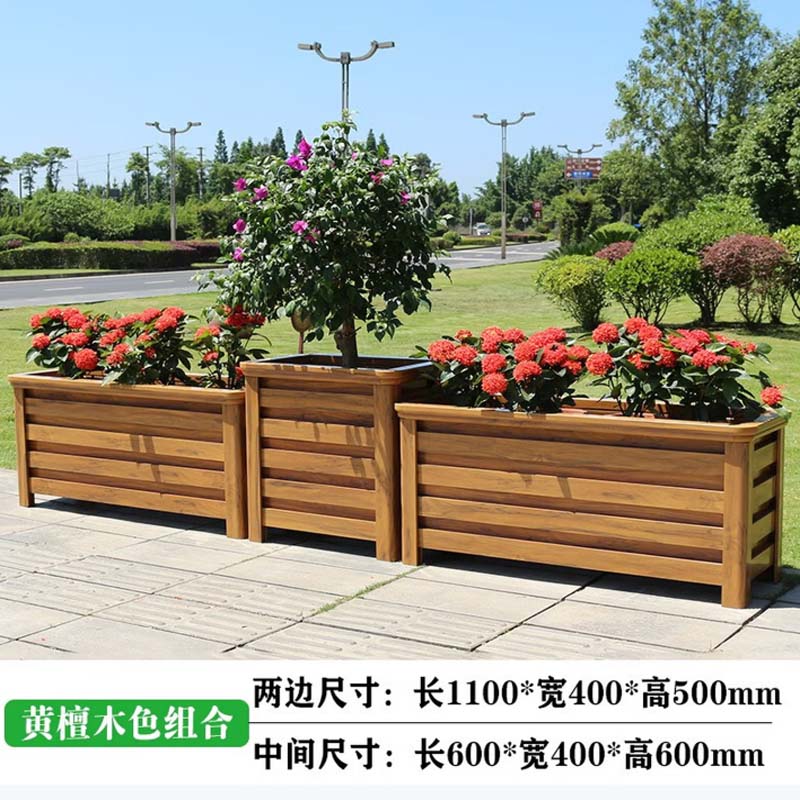 花箱 120cm长*90cm高*50cm宽,塑木,需现场制作,含接水槽等。高清大图