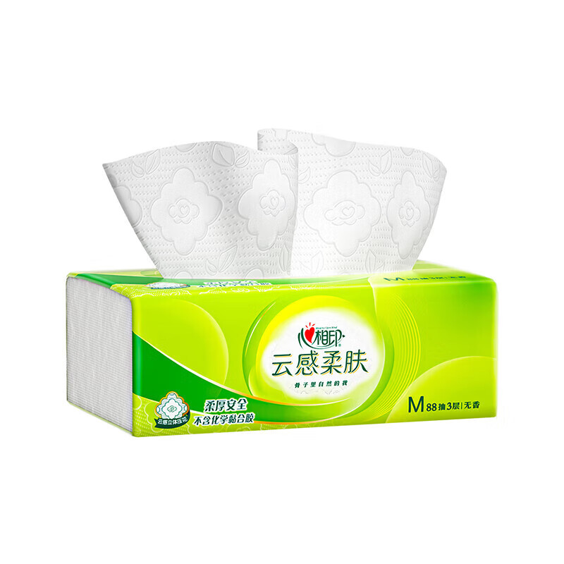 心相印DT18098(箱装)云感88抽16包装三层立体压花塑装纸M码高清大图