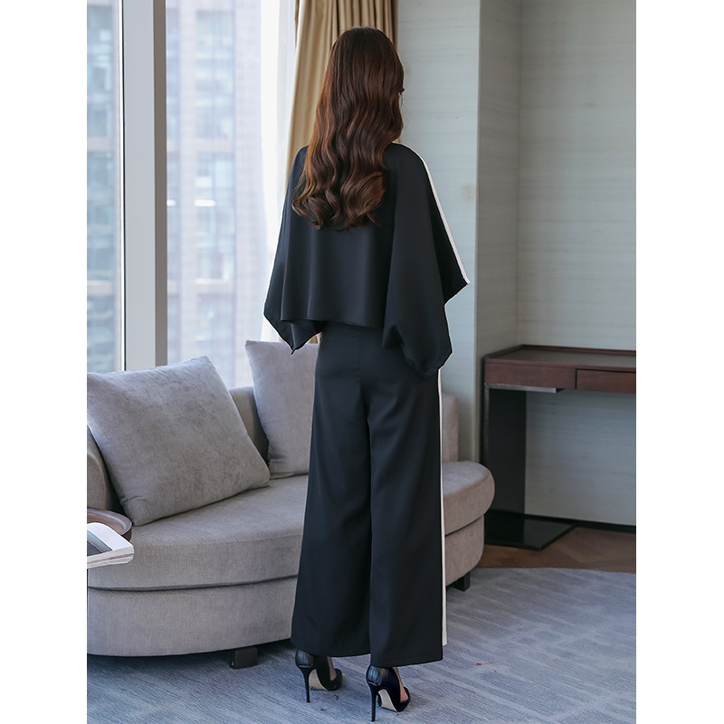 时尚套装女装女士秋装新品潮女神范春夏雪纺上衣时髦阔腿裤两件套