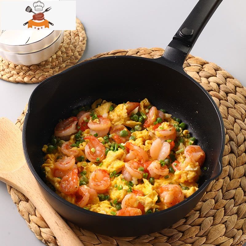 不粘锅炒锅家用炒菜锅电磁炉燃气灶适用专用不锈钢平底锅 敬平 奶茶色24cm+不粘蒸笼图片