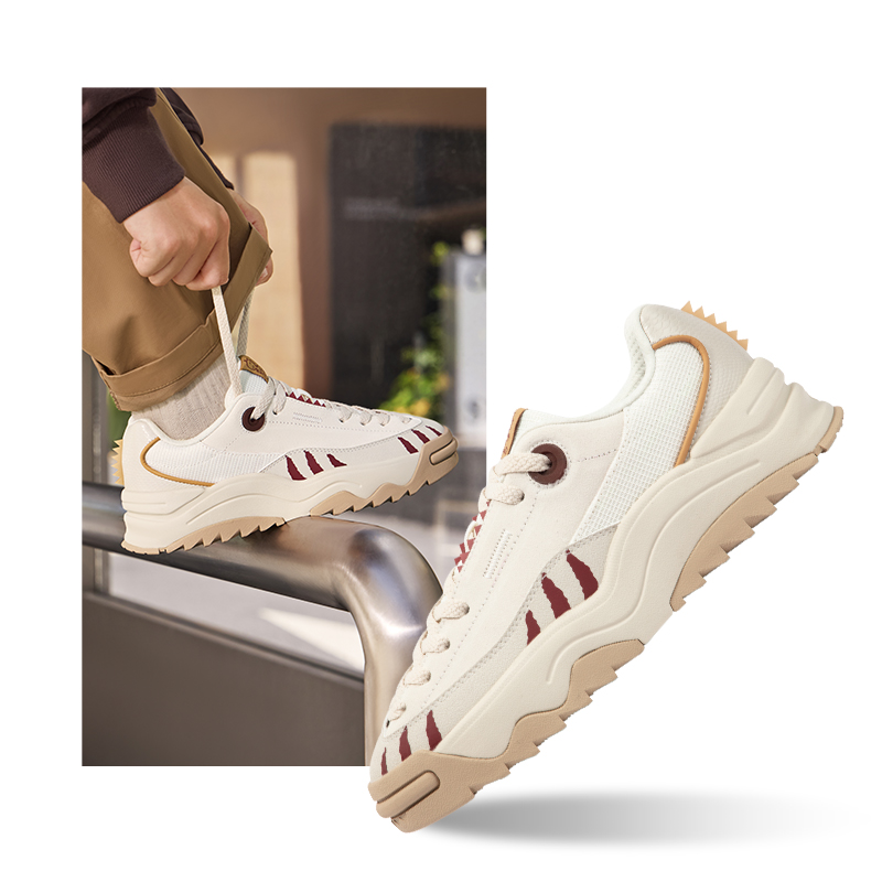 恐龙鞋丨361°女鞋运动鞋新款休闲鞋子厚底百搭平底板鞋女款 羽毛白/黑樱桃 35码