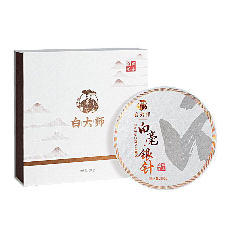 白大师纸质盒·经典白毫银针茶饼 带礼盒300g/饼高清大图