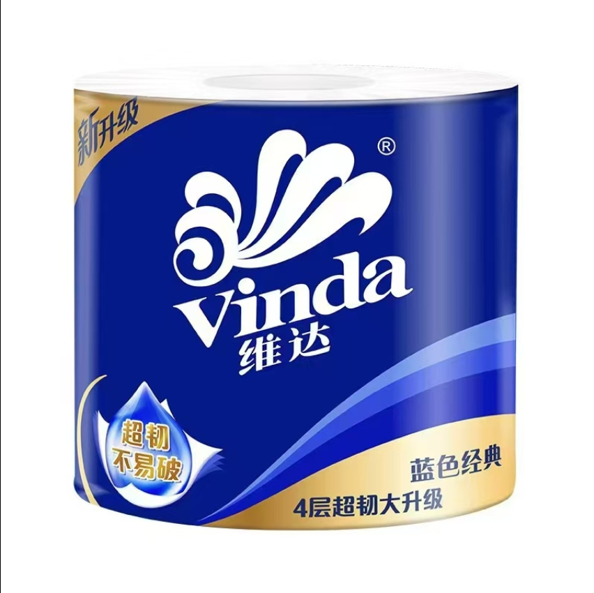 维达(Vinda)有芯卷纸 蓝色经典4层高克重卷筒纸纸巾 整箱 27卷(新老包装随机发货)高清大图