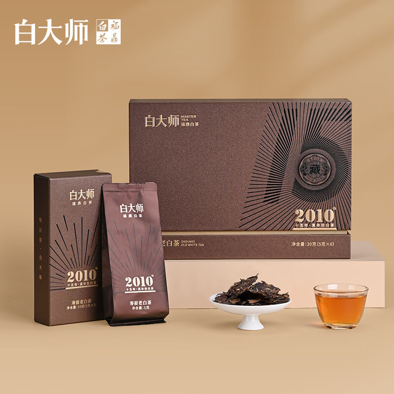 白大师白茶高山福鼎白茶2010年寿眉老白茶送礼礼盒装30g高清大图