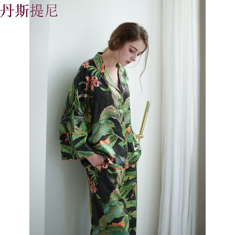 睡衣女秋长袖薄款套装韩版宽松时尚印花可外穿家居服女春秋两件套