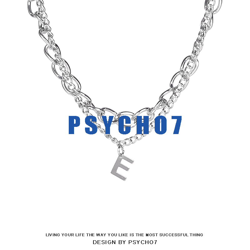 PSYCHO7 欧美26英文字母网红饰品时尚高级感随意组合情侣叠戴项链