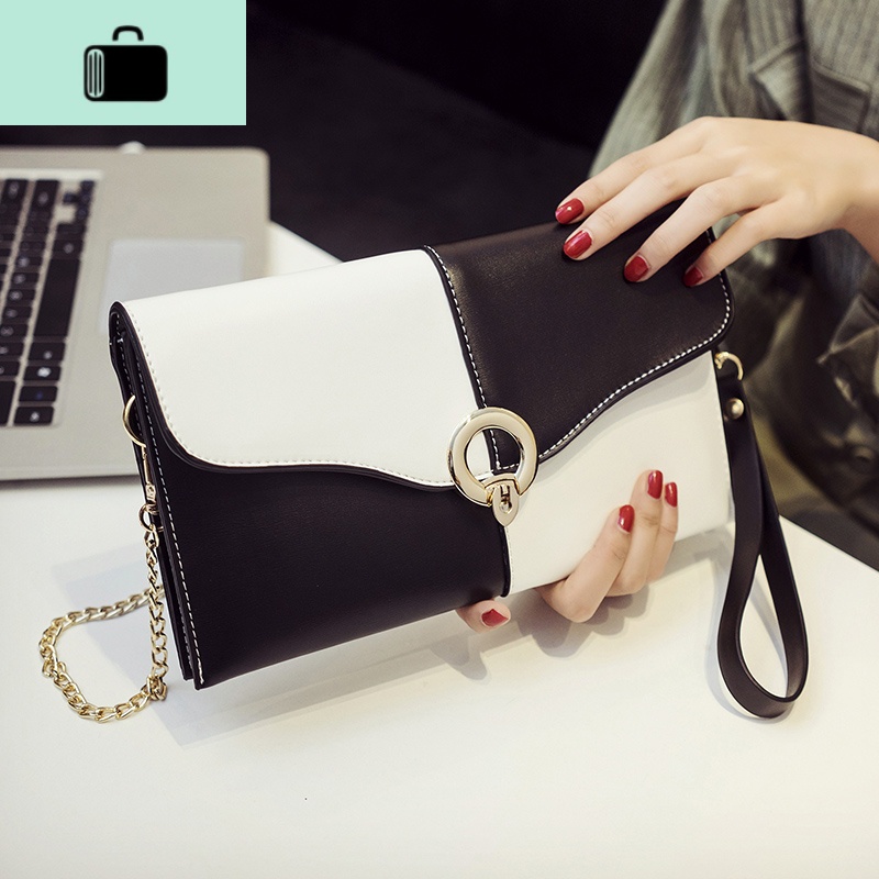 女包新款手包单肩斜挎撞色小包包韩版百搭手抓包手拿包女款包包潮NEW LAKE女手包