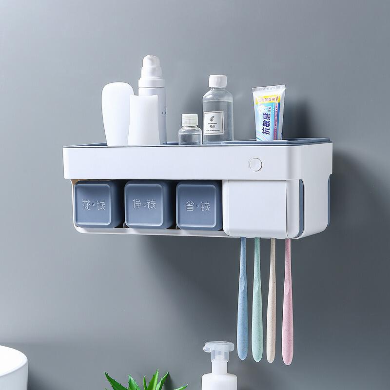 韩流卫生间牙刷置物架收纳浴室牙刷架套装吸壁挂式免打孔智能