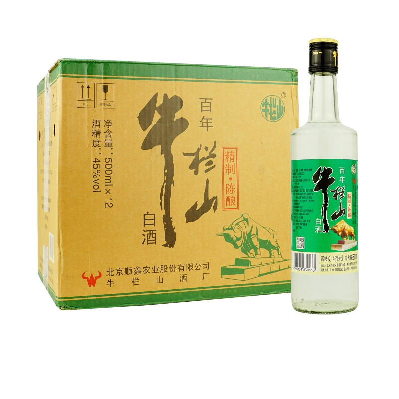 牛栏山精制陈酿45度浓香风格固液法白酒 500ml*12瓶 整箱