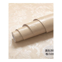 美帮汇加厚10米pvc墙纸自粘卧室温馨壁纸防水大学生宿舍背景墙翻新贴纸 藕色45宽10米富贵黄仅墙纸