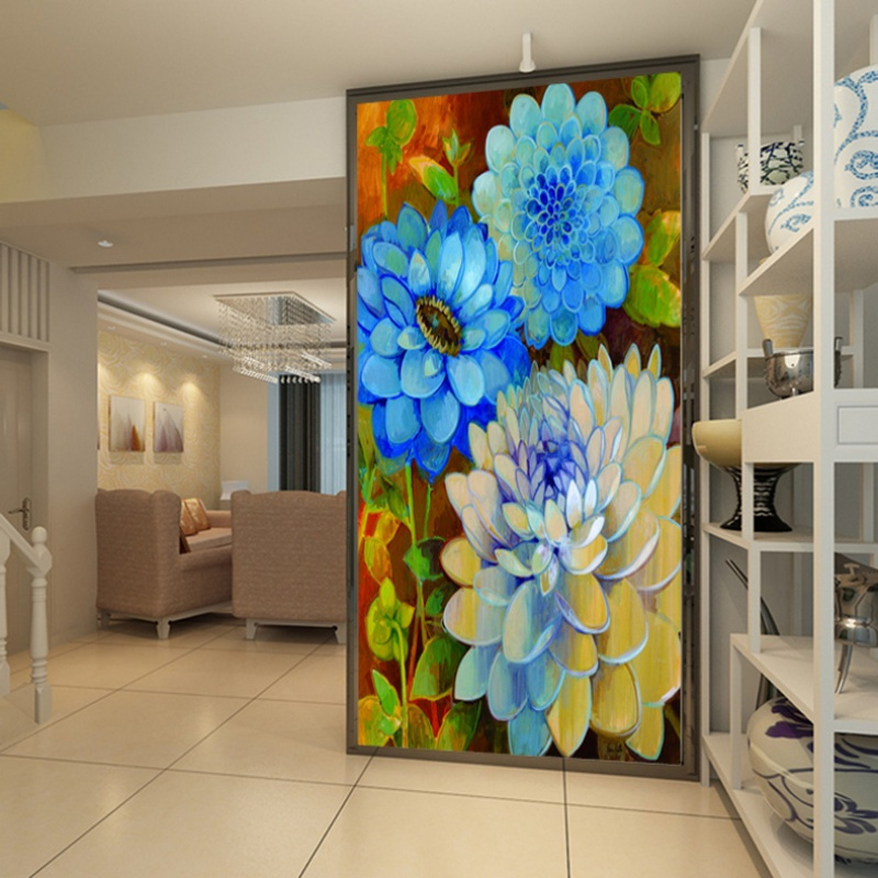 大型壁画欧式油画花卉餐厅玄关电视客厅卧室餐厅背景墙纸壁纸个性壹德