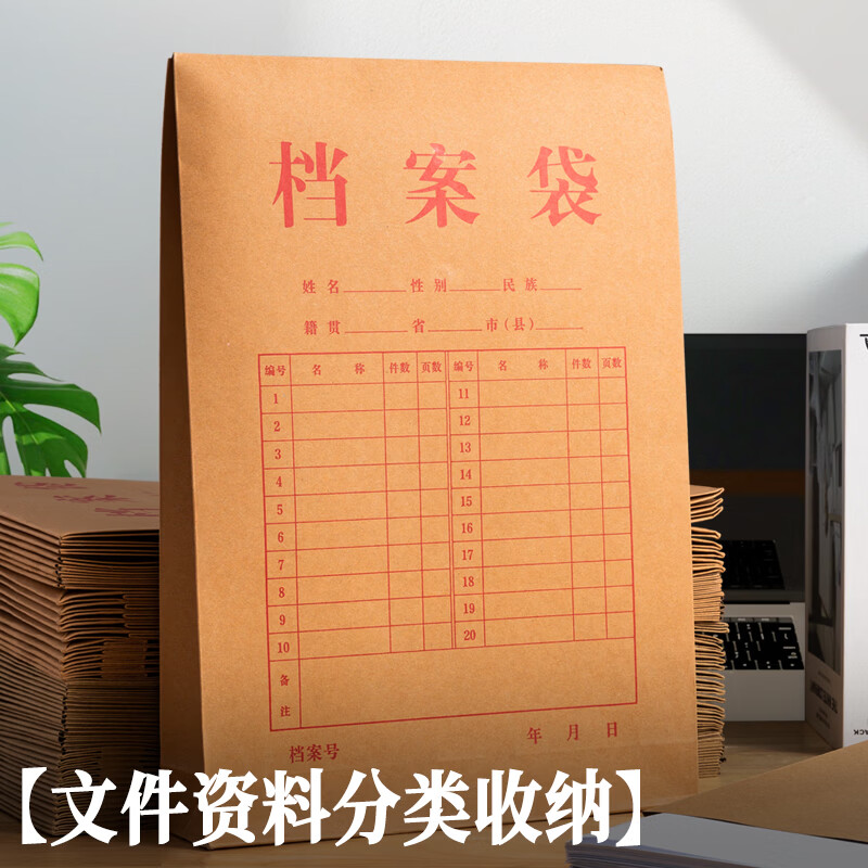晨光(M&G)侧宽4cm克重175g50只A4高挺度牛皮纸档案袋标书合同文件袋大容量绳扣式资料袋APYRA70R高清大图