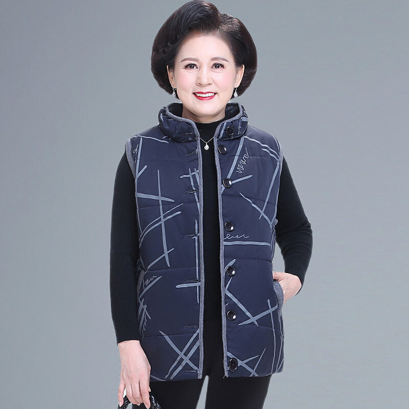 中老年人棉马甲女秋冬装胖妈妈款背心加肥加奶衣服夹棉外套坎肩
